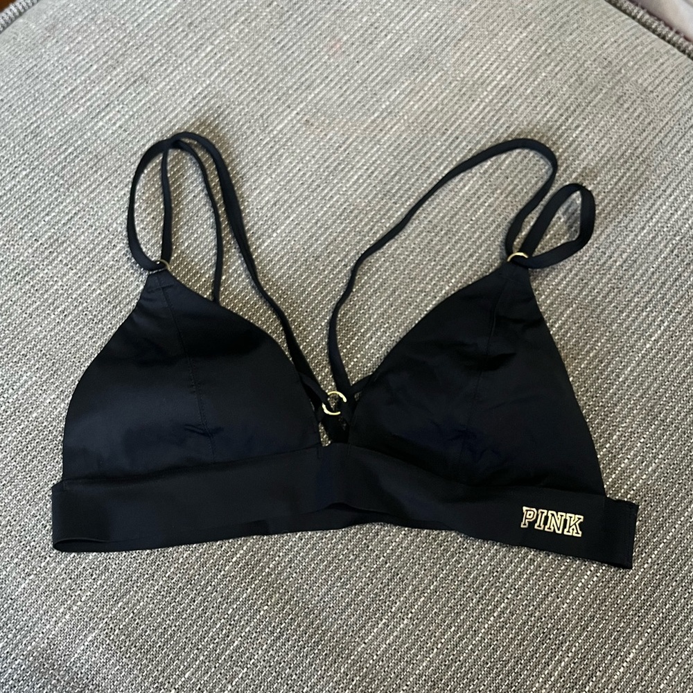 PINK (NWOT) Black Strappy Lightly Lined Bra, Bralette